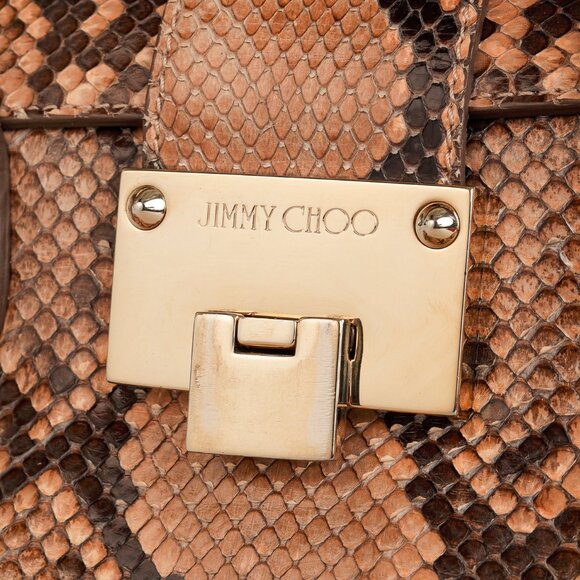 Jimmy Choo Rosalie Tan Python Flap Satchel - Picture 11 of 14